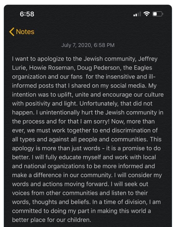 Desean Jackson appology for anti-Semitic posts on social media 