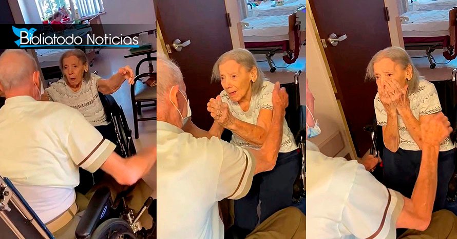 Conmovedor reencuentro de una pareja casada desde hace 73 años tras un año separados por Covid (VÍDEO)