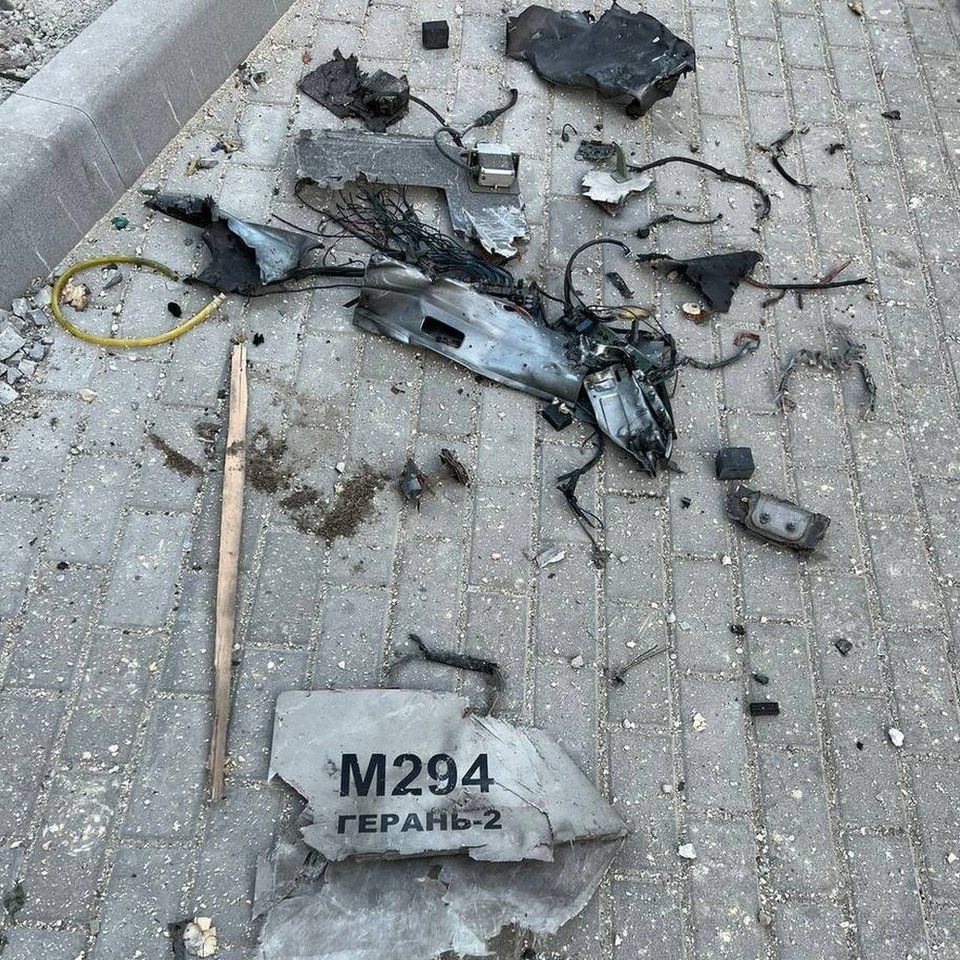 Fragmentos de un dron kamikaze según el alcalde Klitschko